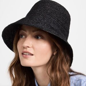 Janessa Leone Felix Black Woven Bucket Hat